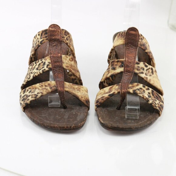 Donald Pliner Womens Hash Sandal Size 8 Tan Brown Elastic Straps Wedge Slide - Picture 5 of 12